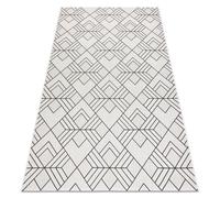 Alfombra sisal FLAT 48731960 Cuadrados Rombos geométrico crema / gris 120x170 cm