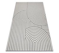 Alfombra sisal FLAT 49376637 Círculos rayas gris/crema 200x290 cm