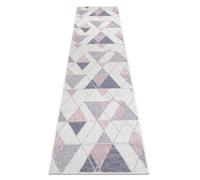 Alfombra sisal SION alfombra de pasillo Geométrico triangulos 3006 Tejido plano ecru / rosado 80x200 cm