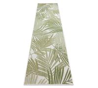 Alfombra sisal SION alfombra de pasillo Hojas de palma tropical 2837 Tejido plano ecru / verde 60x250 cm