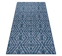 Alfombra sisal SION Geométrico diamantes 21778 Tejido plano azul oscuro / ecru 140x190 cm