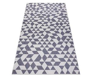Alfombra sisal SION Geométrico triangulos 22373 Tejido plano ecru / azul / rosado 180x270 cm