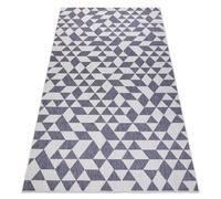 Alfombra sisal SION Geométrico triangulos 22373 Tejido plano ecru / azul / rosado 80x150 cm