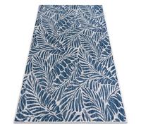 Alfombra sisal SION Hojas 22151 Folhas ecru / azul oscuro 160x220 cm