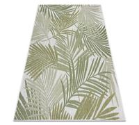 Alfombra sisal SION Hojas de palma tropical 2837 Tejido plano ecru / verde 120x170 cm