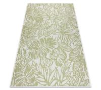 Alfombra sisal SION Hojas tropical 22128 Tejido plano ecru / verde 200x290 cm