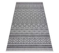Alfombra sisal SION Zigzag Diamantes Boho 22168 Tejido plano negro / ecru 160x220 cm