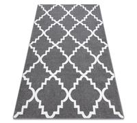 Alfombra SKETCH - F343 Enrejado Trébol marroquí gris/blanco 80x150 cm