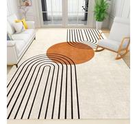 Alfombra solar geométrica, naranja, abstracta, de mediados de siglo, 120 x 170 cm, alfombra con parte trasera de goma antideslizante, alfombra para interiores, para dormitorio, sala de estar