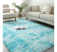 Alfombra suave antideslizante de 180 x 180 cm, moderna y absorbente, para sala de estar, dormitorio y mesa de centro, color azul cielo, acogedora decoración para el hogar