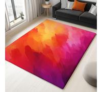 Alfombra Suave de Franela con diseño Estampado Pintura al óleo Abstracta con Degradado, Alfombra Antideslizante y Lavable para salón Dormitorio o Entrada,140 x 200 cm, Rojo