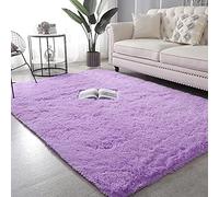 Alfombra suave de piel de oveja sintética de 120 x 160 cm para sala de estar y dormitorio, alfombra esponjosa de felpa para niños, decoración acogedora de color morado para el hogar