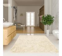 Alfombra suave y lanuda de 120 x 120 cm, color crema, antideslizante, lavable hasta 40 °C, elegante decoración del hogar, sala de estar y dormitorio