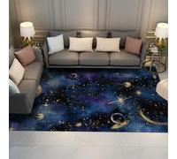 Alfombra suelo con temática espacial 80x150cm - Vibrantes estampados nebulosa morado y azul Alfombras finas Decoración del salón para amantes la ciencia ficción Esterilla antideslizante blanda