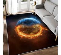 Alfombra Surrealista Fantasía Espacio Planeta, 160 x 230 cm Alfombra Lavable Salón Tapete Negro Dormitorio Antibacteriana Antideslizante Base Tapete Cocina