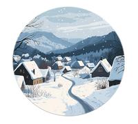 Alfombra Tema Invierno Valle Cubierta Nieve Pueblo Copos Nieve Alfombras Lavables Redondas Alfombra Antideslizante Pila Baja para Sala Estar Dormitorio Comedor 200x200cm