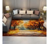 Alfombra temática otoño Amarillo Arce Árbol Sendero Parque Forestal Alfombras área Cuento Hadas alfombras Lavables Suaves y esponjosas para Dormitorio Guardería Estudio 140x200cm