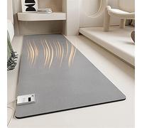 Alfombra térmica para dormitorio, 6 niveles, temperatura ajustable/temporizador de 9 horas, 300 W, impermeable y antideslizante, con parte trasera de goma, resistente a la suciedad, 60 x 190 cm