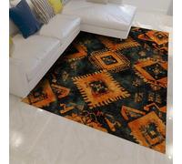 Alfombra tribal geométrica de 240 x 300 cm, suave, de pelo bajo, lavable, para cocina, dormitorio, pasillo, sala de estar y lavandería, elegante decoración del hogar