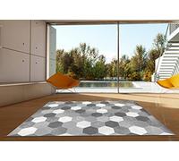 Alfombra vinílica Efecto hidráulicos de hexágonos, Alfombra Grande Cuadrada o Rectangular con toques beig, Gris Claro y taupes . Alfombras Vinilo revés Textil para salón, salita o Cocina
