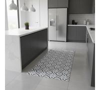 Alfombra Vinílica Hidráulica, Distintos Tamaños, Elegante, Diseño y Resistencia para Tu Espacio,Cocina, salón Comedor, Suelo PVC (80X180 CM, Estrella Gris)