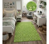 Alfombra vinílica Impresa Flores con césped digitalizada para salón, Cocina, Sala de Estar, entradas, Aseo o dormitorios con revés PVC Antideslizante. Antideslizante. 50X550 cm
