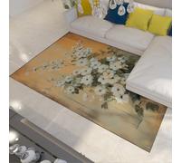 Alfombra Vintage de Zona nostálgica, Flor Blanca, Naturaleza Muerta, Alfombra Lavable, Suave Antideslizante, moquetas de Pelo bajo para salón, Interior de Oficina, decoración de Oficina 200x300cm
