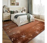 Alfombra vintage festiva para sala de estar, 120 x 170 cm, romántica, copos de nieve, estrellas, rayas, lavable a máquina, alfombra antideslizante para dormitorio, alfombra de pelo bajo, alfombra