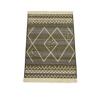 Alfombra vintage flecos antideslizante 180x133 cm - Marrón