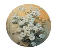 Alfombra Vintage Nostalgia Redonda área Redonda Flor Blanca Alfombra Naturaleza Muerta Lavable Suave Antideslizante moquetas Pelo bajo para salón y Oficina Interior 200x200cm