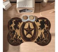 Alfombra Western Star con Forma de Herradura y Hueso para Alimentar Mascotas, 30 x 48 cm.
