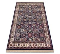Alfombra WINDSOR 22991 ORNAMENTO CUADRO FRANJA azul oscuro / marfil 60x100 cm