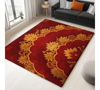 Alfombra y agradablemente Suave, 160 x 220 cm, Tapete Rojo de Pelo Corto para Comedor, Cocina y Oficina, Alfombras Estilo Chino Arte LotoAntideslizantes