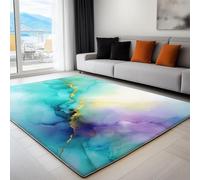 Alfombra y agradablemente Suave, 80 x 150 cm, Tapete Verde Menta de Pelo Corto para Comedor, Cocina y Oficina, Alfombras Abstracto Contemporáneo MármolAntideslizantes