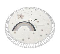 Alfombra YOYO EY78 circulo blanco / beige - Nube Arcoiris puntos para niños estructural sensorial Flecos circulo 120 cm