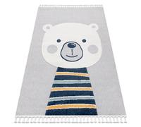 Alfombra YOYO GD50 gris / blanco - Osito para niños estructural sensorial Flecos 140x190 cm