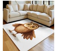 AlfombraBúho de Dibujos Animados 120 x 180 cm salón, Dormitorio, Pasillo o habitación, fácil de Limpiar Marrón Alfombra Grande para hogar