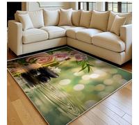 AlfombraOrquídea del Bosque de bambú 120 x 180 cm salón, Dormitorio, Pasillo o habitación, fácil de Limpiar Verde Alfombra Grande para hogar