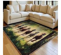 AlfombraPintura al óleo de Caballos 120 x 180 cm salón, Dormitorio, Pasillo o habitación, fácil de Limpiar Estilo Acuarela Alfombra Grande para hogar