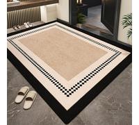 Alfombras 140 x 160 cm Para Sala De Estar, Lavables Tapetes Con Base Antideslizante, Felpudo Retro A Rayas Resistente A Las Manchas, Tapete De Pelo Corto Que No Sueltan Pelo Para Dormitorio Y Entrada