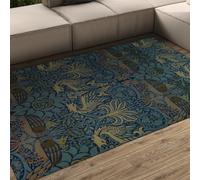 Alfombras 80x150 Alfombra Vintage pájaro Real salón Alfombra Lavable Suave Pelo bajo fácil Limpiar Alfombrillas Decor hogar cabaña alfombras Retro Art Verde Azulado Azul Marino Plumas Pavo Real