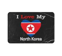 Alfombras Amo Mi Corazón con La Bandera De Corea del Norte Muy Suave Estera Interior Resistente A La Suciedad Bienvenida Alfombra para Pasillo Dormitorio Jardín 60X40Cm