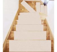 Alfombras Antideslizante X5 Alfombrillas para Escalones 22x59cm Beige | Alfombrilla Antideslizante Interior Recortables Reutilizables, Lavables En Lavadora 100% Poliéster, Para Mascotas, Mayores