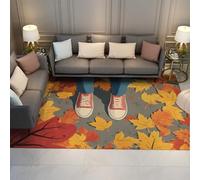 Alfombras antideslizantes de otoño Decoración del hogar Impresión de hoja de arce Divertida narración de historias Animación Alfombra para decoración de dormitorio de sala de estar 60x120cm