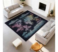 Alfombras antideslizantes para sala de estar, 120 x 160 cm, alfombras de fantasía dibujadas a mano para dormitorio, alfombra de paisaje nocturno, alfombra duradera con mapa de la tierra, alfombras