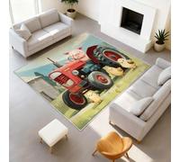 Alfombras antideslizantes para sala de estar, 40 x 60 cm, alfombras 3D de dibujos animados para dormitorio, alfombra de campo, alfombra duradera para tractor, granja, cerdo, alfombra fácil de limpiar