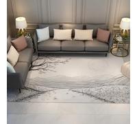 Alfombras árbol Minimalista Blanco Negro Line Art Paisaje Tinta Lavable Alfombra Franela Pelo Corto Antideslizante tapete Oficina salón fácil Cuidado 180x300cm