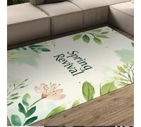 Alfombras área Arte Acuarela Modernas Alfombra Acento estética Floral Hoja Verde Primavera Alfombra Pelo bajo Lavable Suave para Dormitorio Oficina Guardería 80x150cm