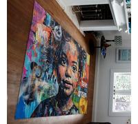 Alfombras área Estilo Hippie Graffiti Colorido Tengo sueños Impresión Retrato Chica Alfombra Delgada para Sala Estar Dormitorio Arte Callejero Decoración del hogar 80 x 150 cm