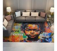 Alfombras área Inspiradoras Coloridas Graffiti Tengo sueños Retrato niño Impresión Alfombra Delgada para Sala Estar Dormitorio Arte Callejero Decoración del hogar 60 x 120 cm